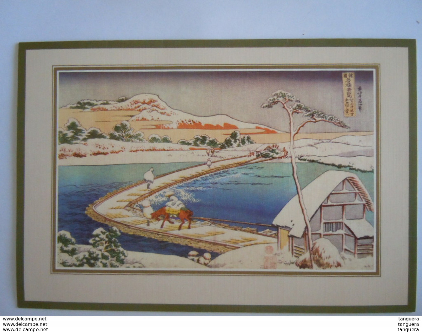 Japan Ukiyoe Woodblock Print Farbholzschnitt Hiroshige Winterlandscape Paysage D'hiver Carte De Voeux Form 17,5 X 12 Cm - Paintings