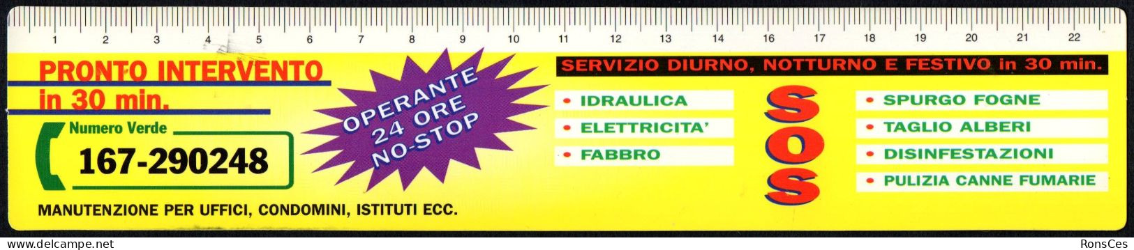 ITALIA - SEGNALIBRO / BOOKMARK / CALENDARIO 1999 / RIGHELLO - PRONTO INTERVENTO OPERANTE 24 ORE NO-STOP - I - Marque-Pages