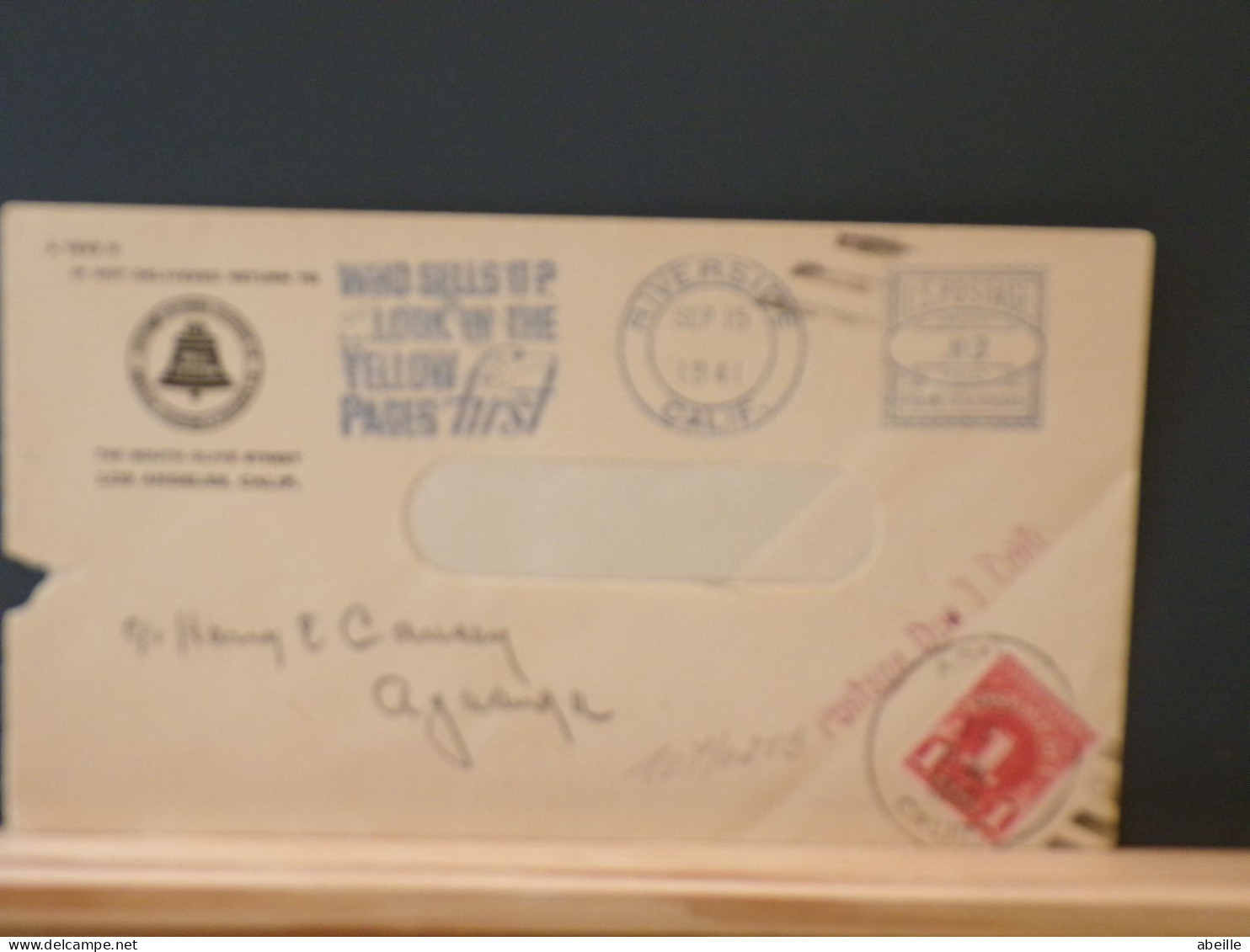 107/027B  LETTRE USA 1941   TAXEE 1C - Postal History
