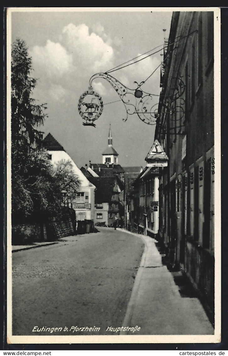 AK Eutingen B. Pforzheim, Hauptstrasse Mit Gasthaus  - Pforzheim