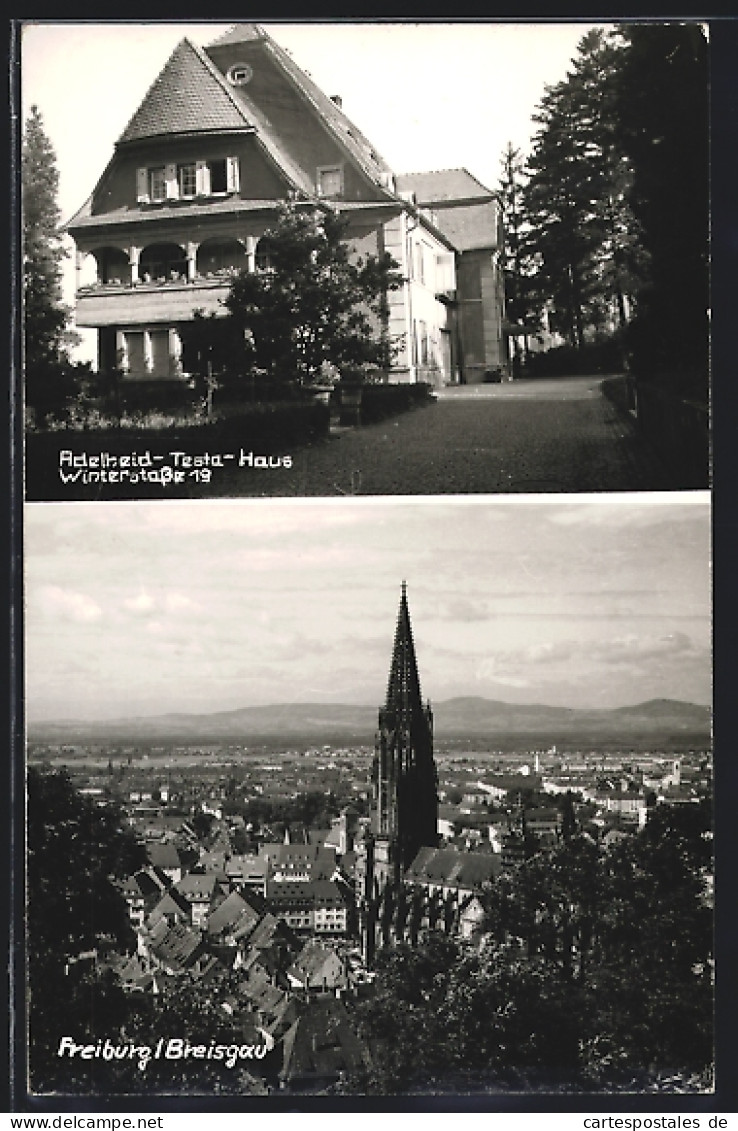 AK Freiburg /Breisgau, Hotel Adelheid-Testa-Haus, Winterstrasse 19, Teilansicht Mit Kirche  - Freiburg I. Br.