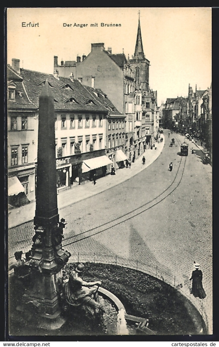 AK Erfurt, Strasse Anger Mit Brunnen Und Strassenbahn  - Erfurt