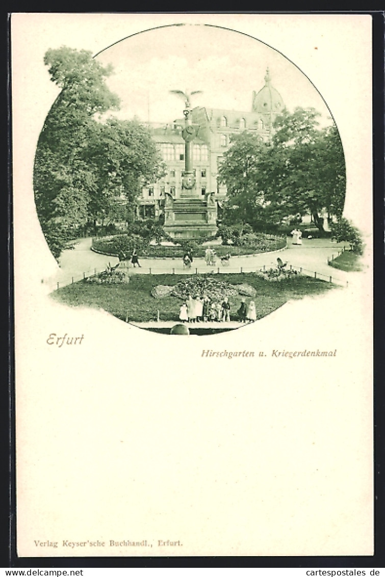 AK Erfurt, Hirschgarten Und Kriegerdenkmal  - Erfurt
