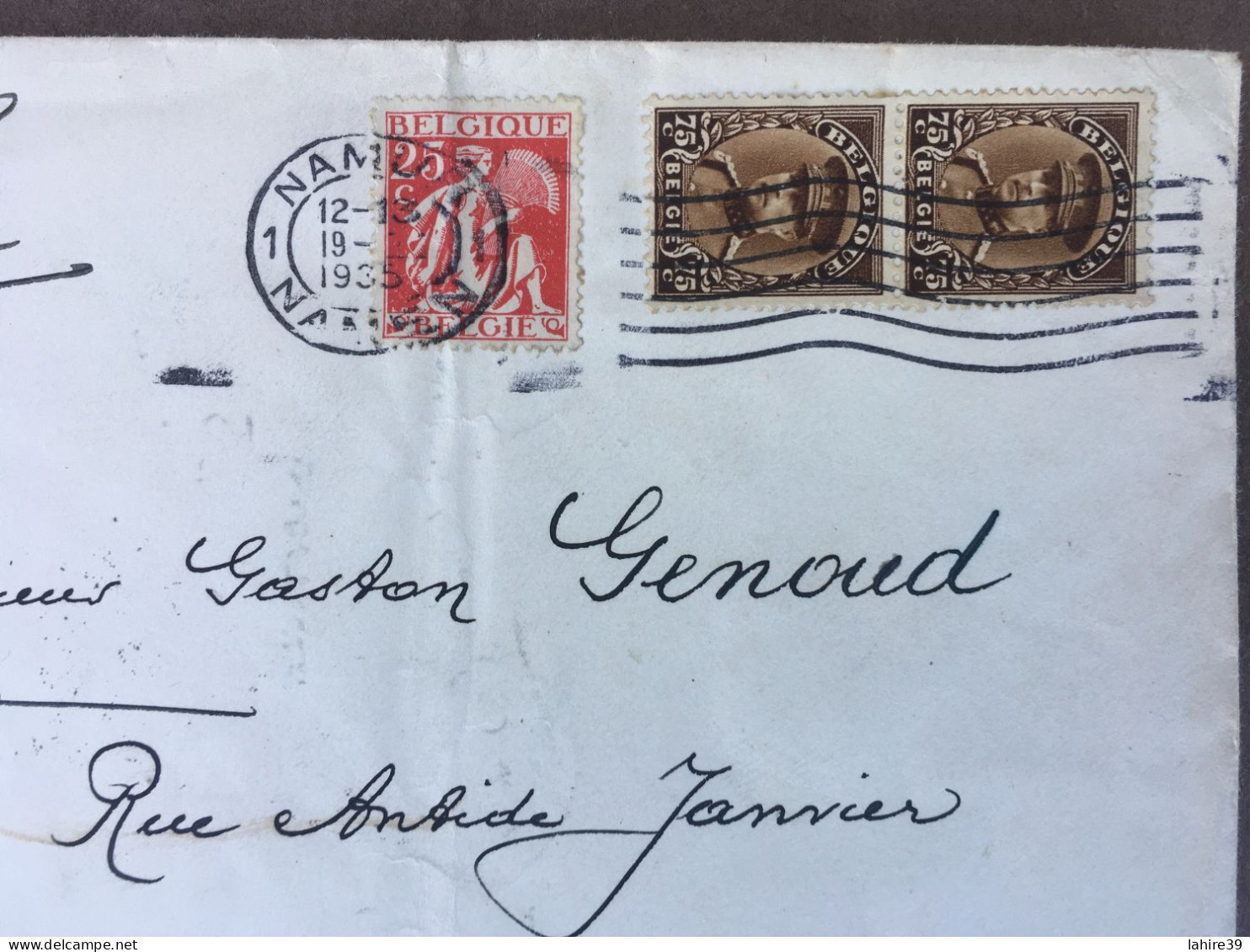 Enveloppe Timbrée / Belgique / Namur / Pour Saint Claude / Jura / 1935 - Covers & Documents