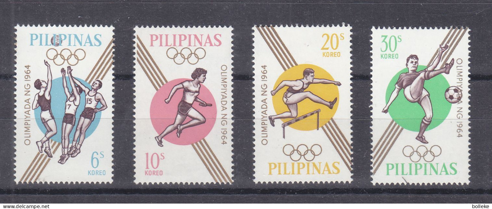 Jeux Oyimpiques - Tokyo 64 - Philippines - Yvert 605 / 8 ** -basket Ball - Haies - Football - Valeur 2,25 Euros - Zomer 1964: Tokyo