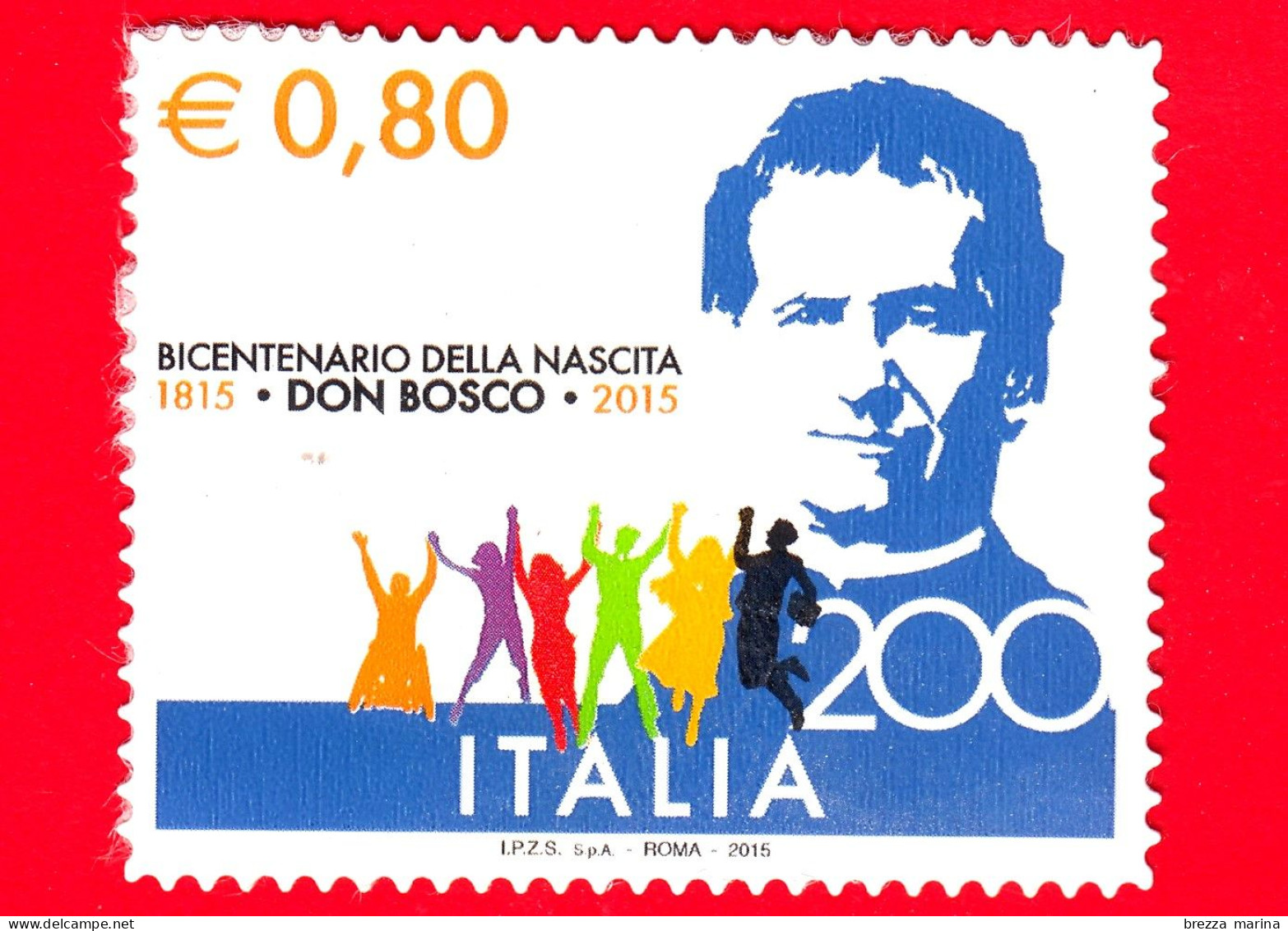 ITALIA - Usato - 2015 - 200 Anni Della Nascita Di San Giovanni Bosco - Sagoma Del Santo - 0.80 - 2011-20: Gebraucht