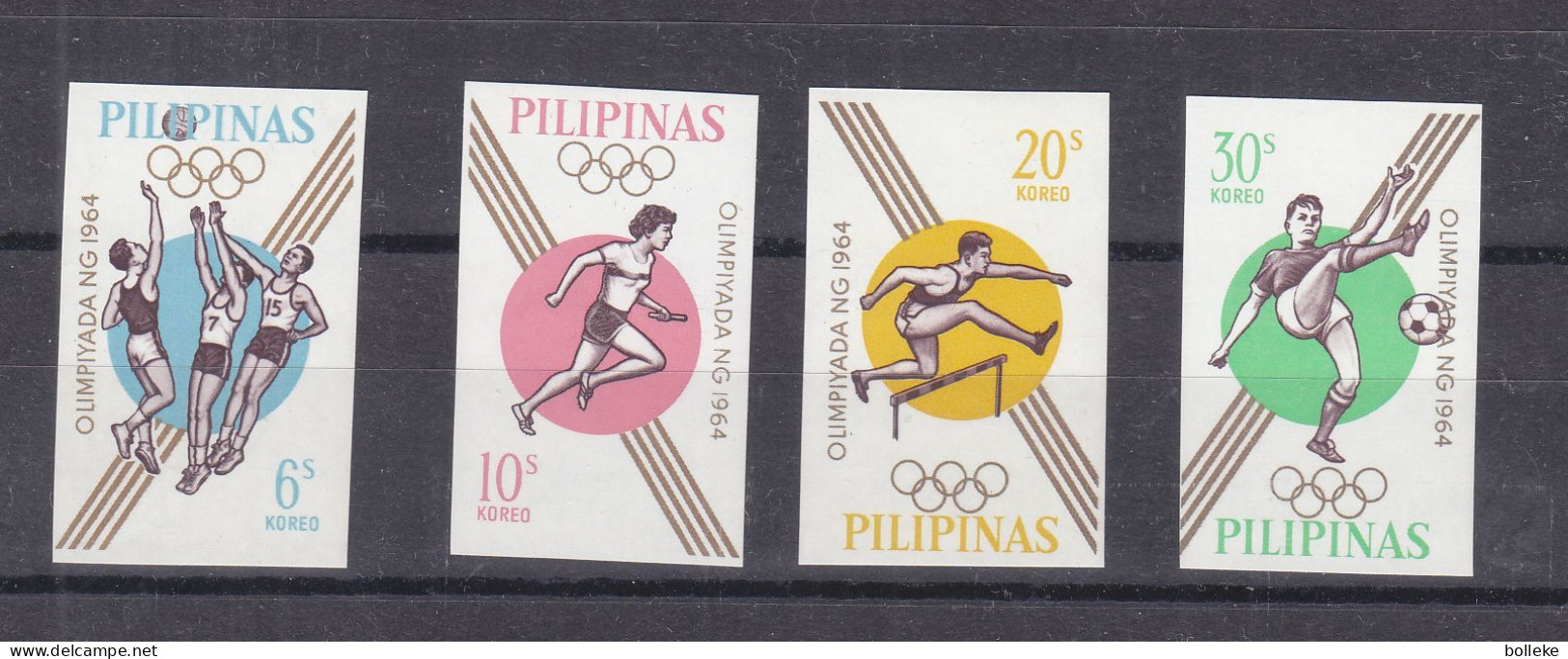 Jeux Oyimpiques - Tokyo 64 - Philippines - Yvert 605 / 8 ** - NON Dentelés - Basket Ball - Haies - Football - Valeur 5 € - Ete 1964: Tokyo