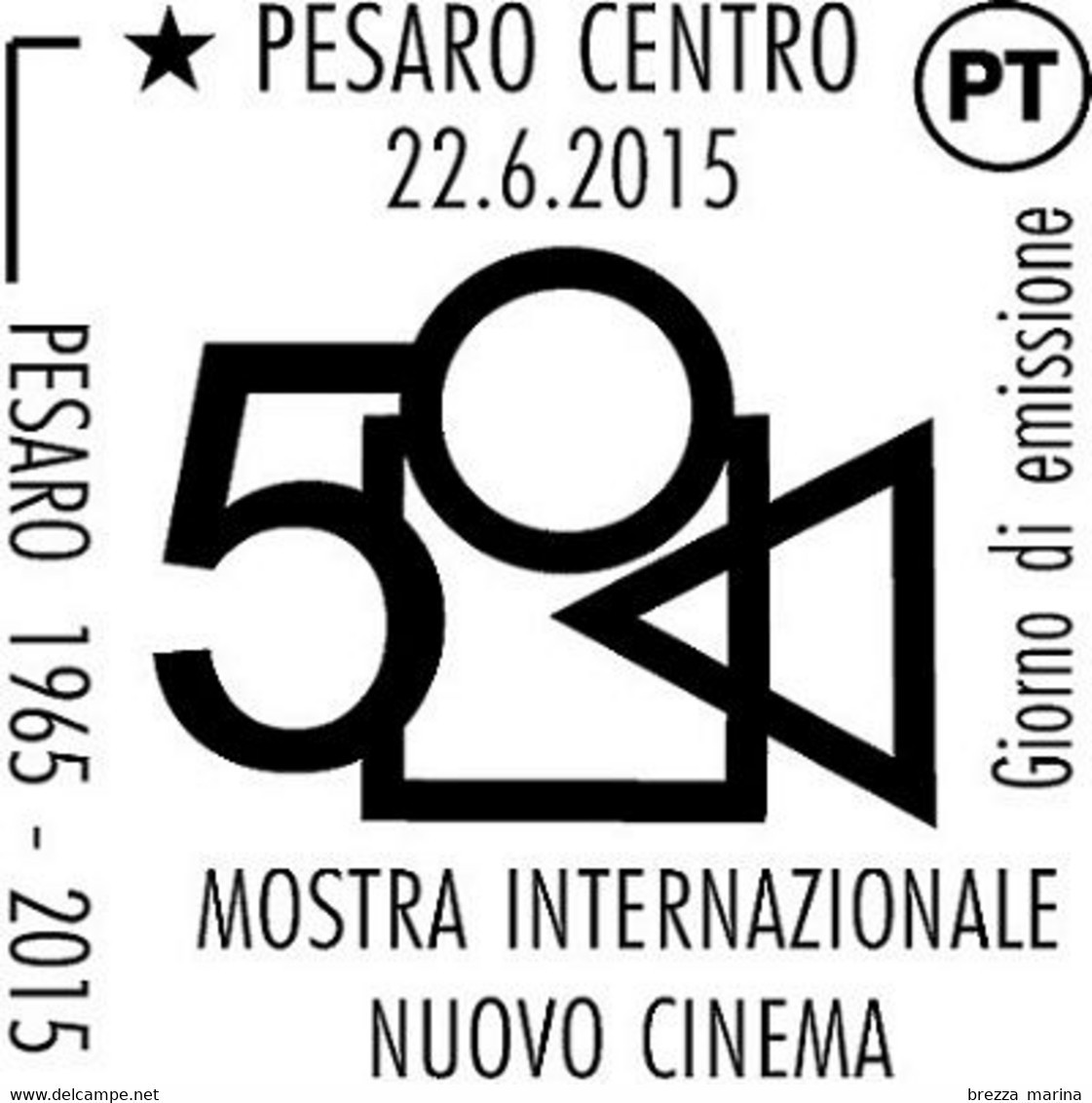 ITALIA - Usato - 2015 - 50 Anni Della Mostra Internazionale Del Nuovo Cinema Di Pesaro - 0.80 Logo - 2011-20: Afgestempeld