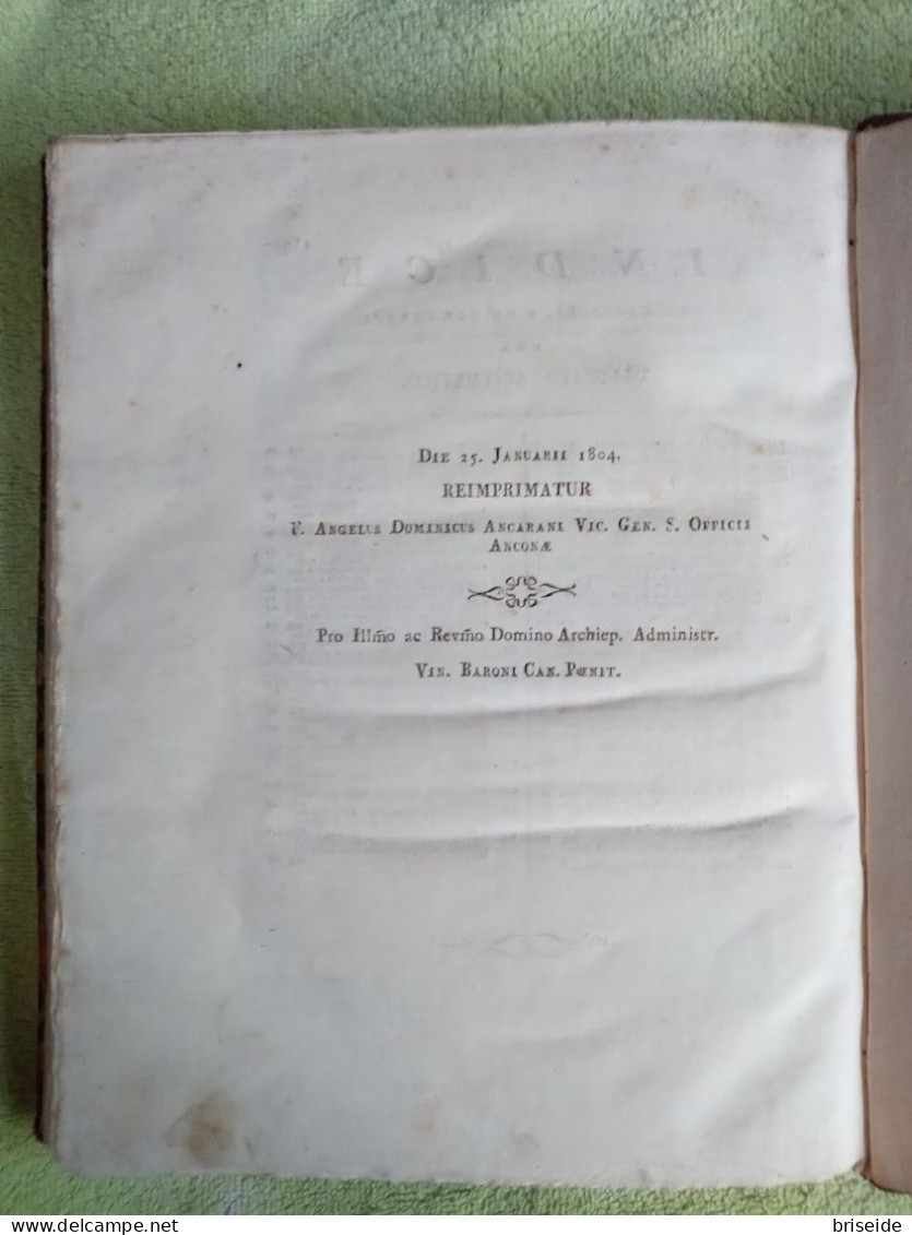 TOMO DEL 1804 PRATICHE MATEMATICHE FRANCESCANTONIO FILONZI STAMPATORI ARCANGELO SARTORI ANCONA AI NOBILI DI FABRIANO - Oude Boeken
