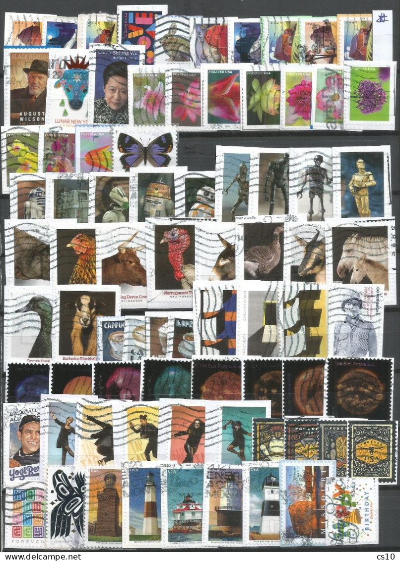 Kiloware Forever USA 2021 Selection Stamps Of The Year ON-PIECE In 96 Stamps Used ON-PIECE - Full Years