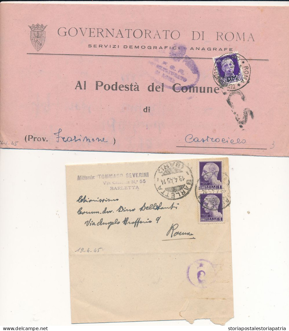 LUOGOTENENZA LOTTO DI 7 ACS DI FORMA E TIPO DIFFERENTI - Storia Postale