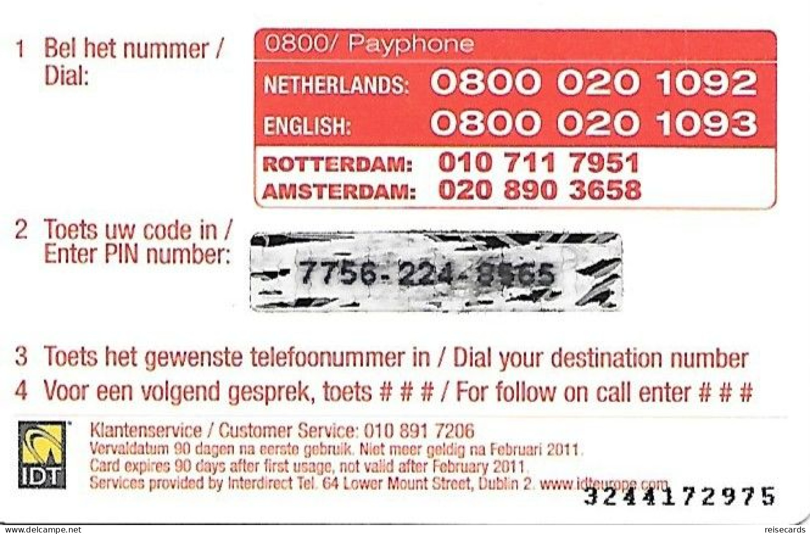 Netherlands: Prepaid IDT - Shisha 02.11 - [3] Handy-, Prepaid- U. Aufladkarten