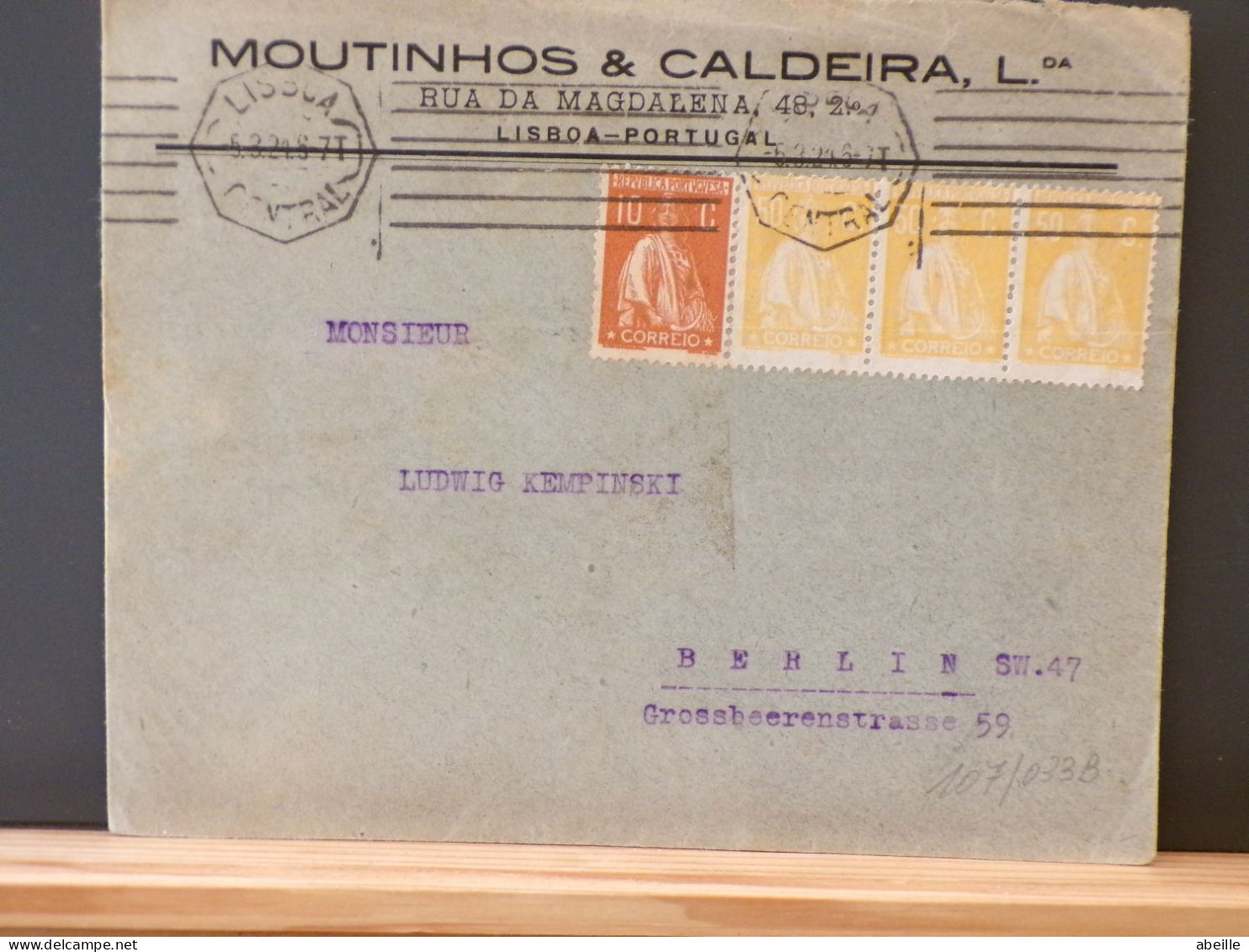 107/033B  LETTRE  PORTUGAL  1924 - Covers & Documents