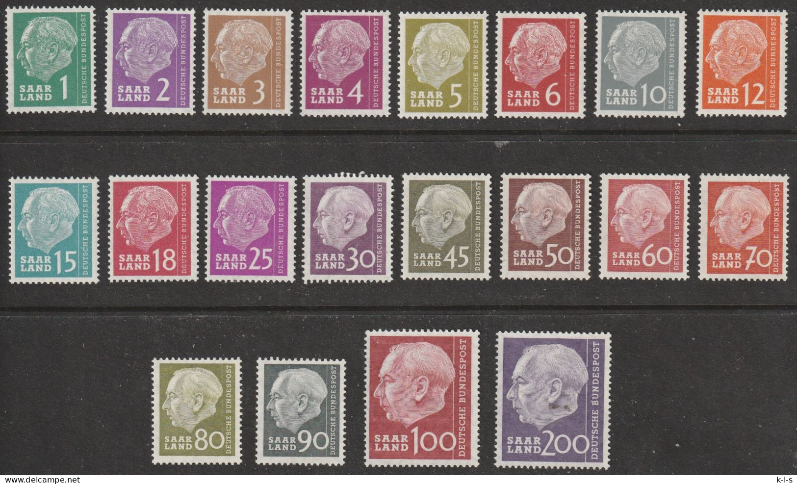 Saarland: 1957, Mi. Nr. 380-99, Bundespräsident Theodor Heuss (I)  **/MNH - Unused Stamps