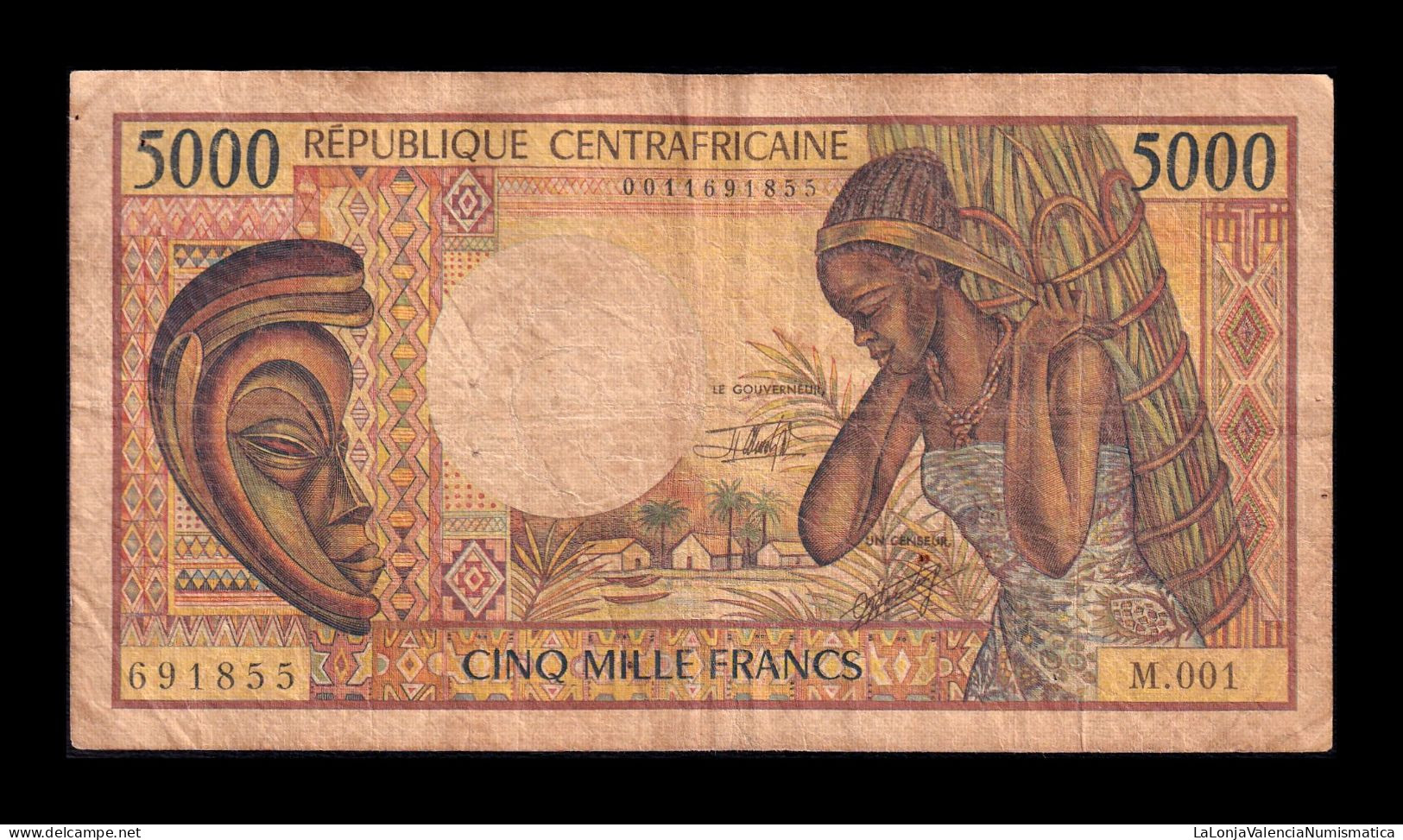 Rep. Centroafricana Central African Republic 5000 Francs 1984 Pick 12b Bc/Mbc F/Vf - Zentralafrik. Rep.