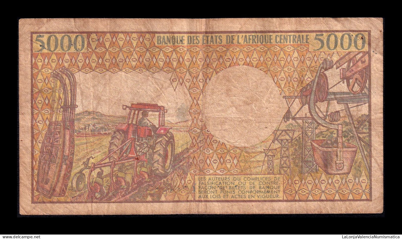 Rep. Centroafricana Central African Republic 5000 Francs 1984 Pick 12b Bc/Mbc F/Vf - Centrafricaine (République)