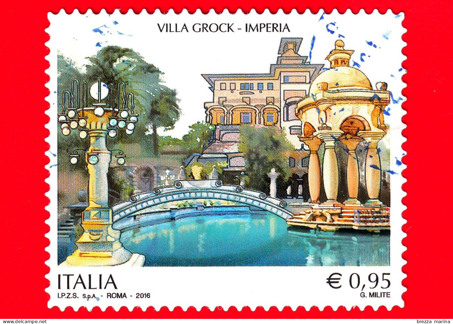 ITALIA - Usato - 2016 - Patrimonio Artistico E Culturale Italiano - Villa Grock In Imperia - 0,95 - 2011-20: Used