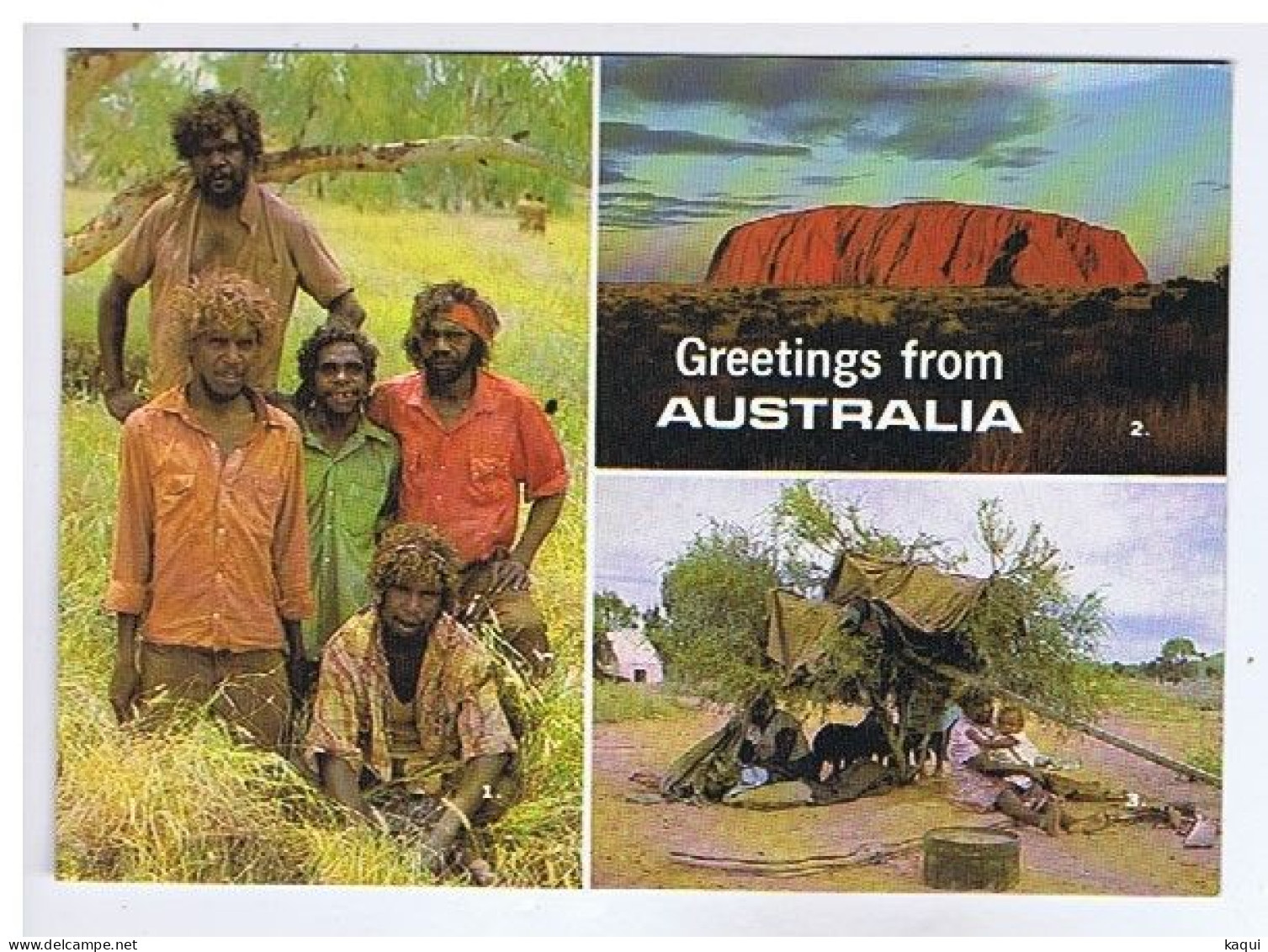 AUSTRALIE - Greetings From AUSTRALIA En 3 Vues - Aborigenes - Ayers Rocks - Aboriginal Camp - Otros & Sin Clasificación