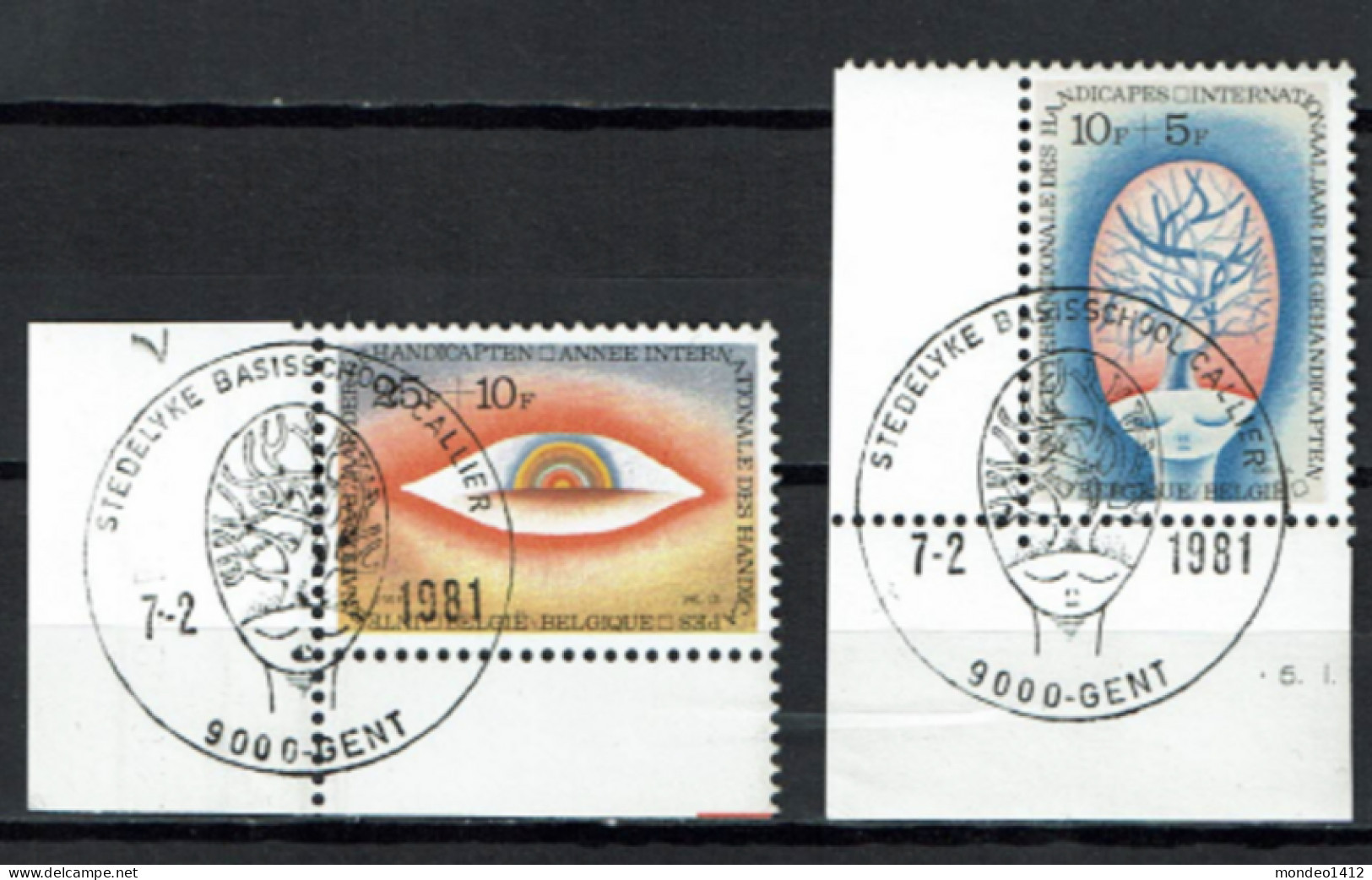 België 1981 OBP 1999/00 - Allégorie Cerveau - Oeil, Année Internationale Des Handicapés - Used Stamps