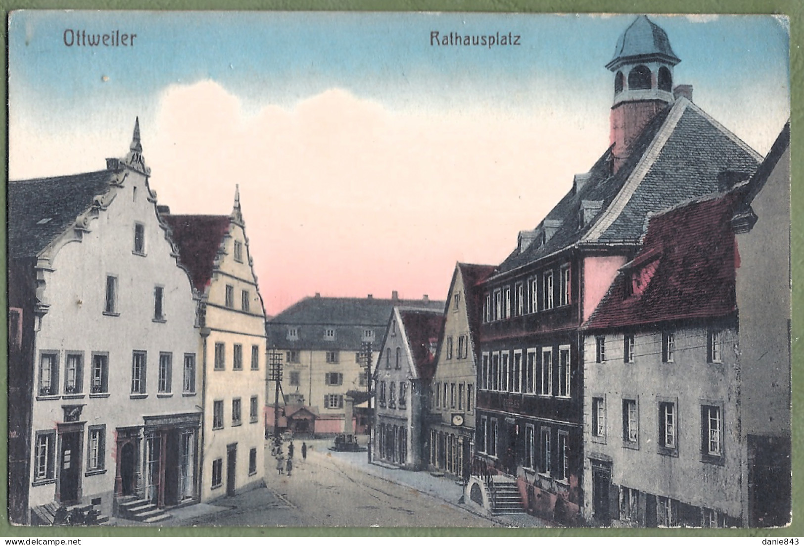 CPA Colorisée Vue Très Rare - ALLEMAGNE - OTTWEILER - RATHAUSPLATZ - - Kreis Neunkirchen