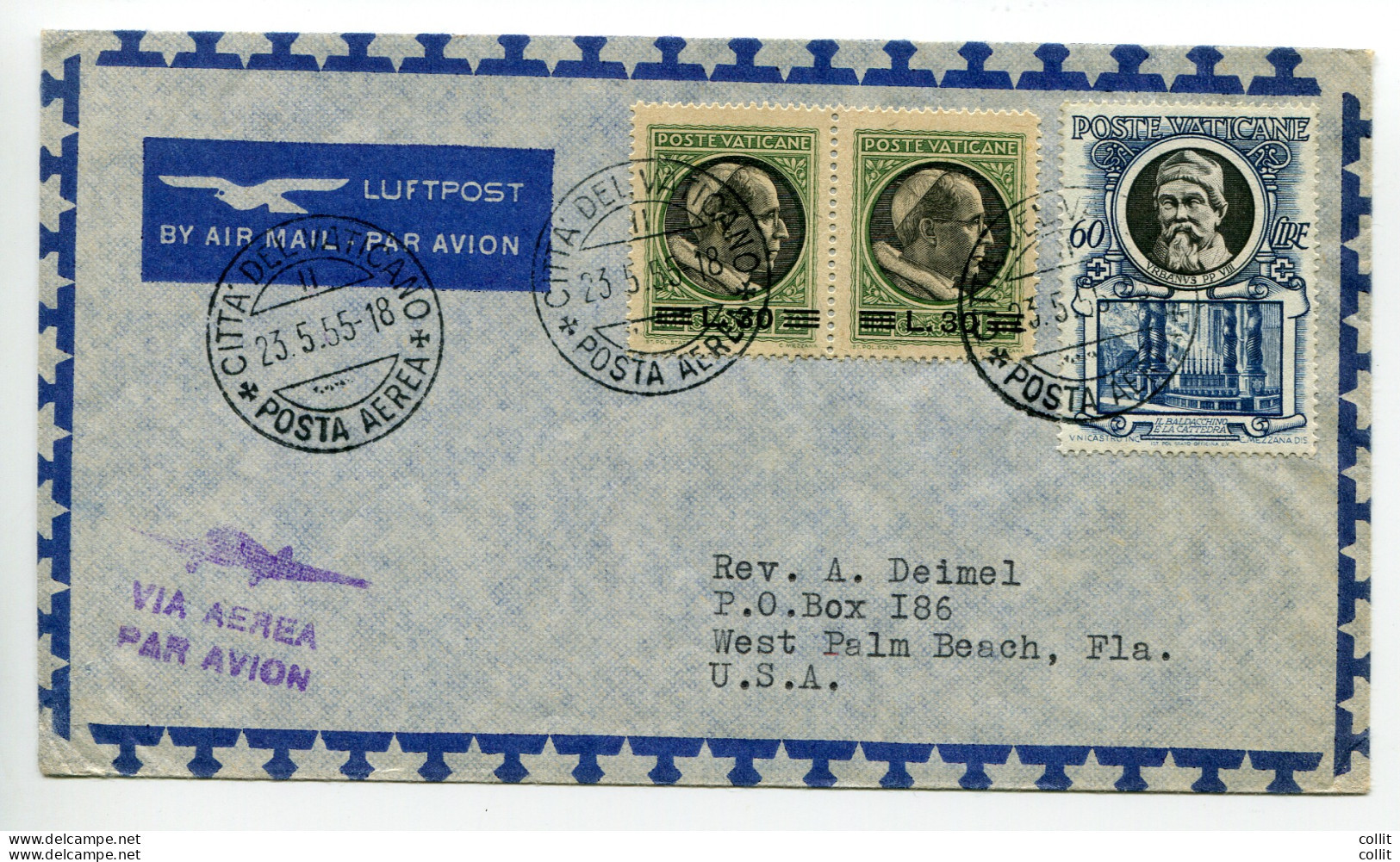 Lire 30 Su 20 Su Busta Via Aerea Per Gli USA - Unused Stamps
