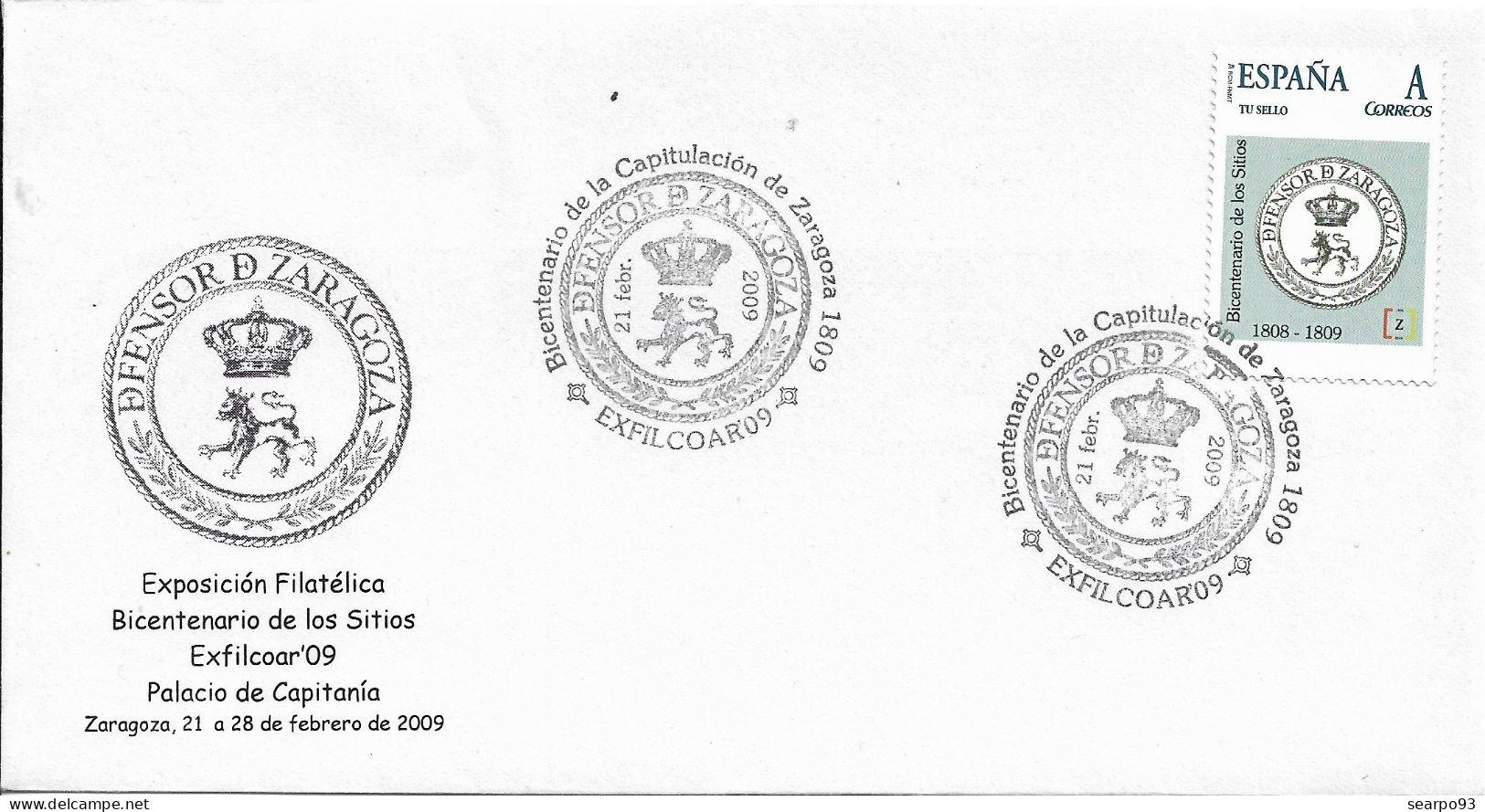 SPAIN. POSTMARK. BICENTENARY OF THE CAPITULATION OF ZARAGOZA. 2009 - Other & Unclassified