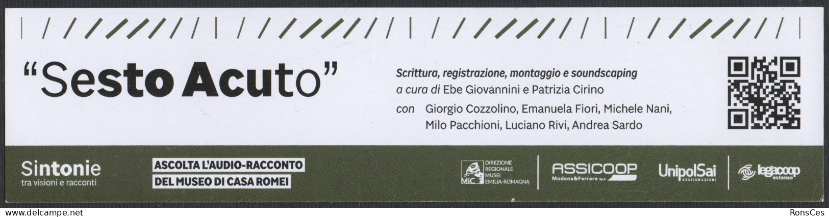 ITALIA - SEGNALIBRO / BOOKMARK - APPRODI - ASCOLTA L'AUDIO RACCONTO DEL MUSEO ARCHEOLOGICO NAZIONALE DI FERRARA - I - Lesezeichen