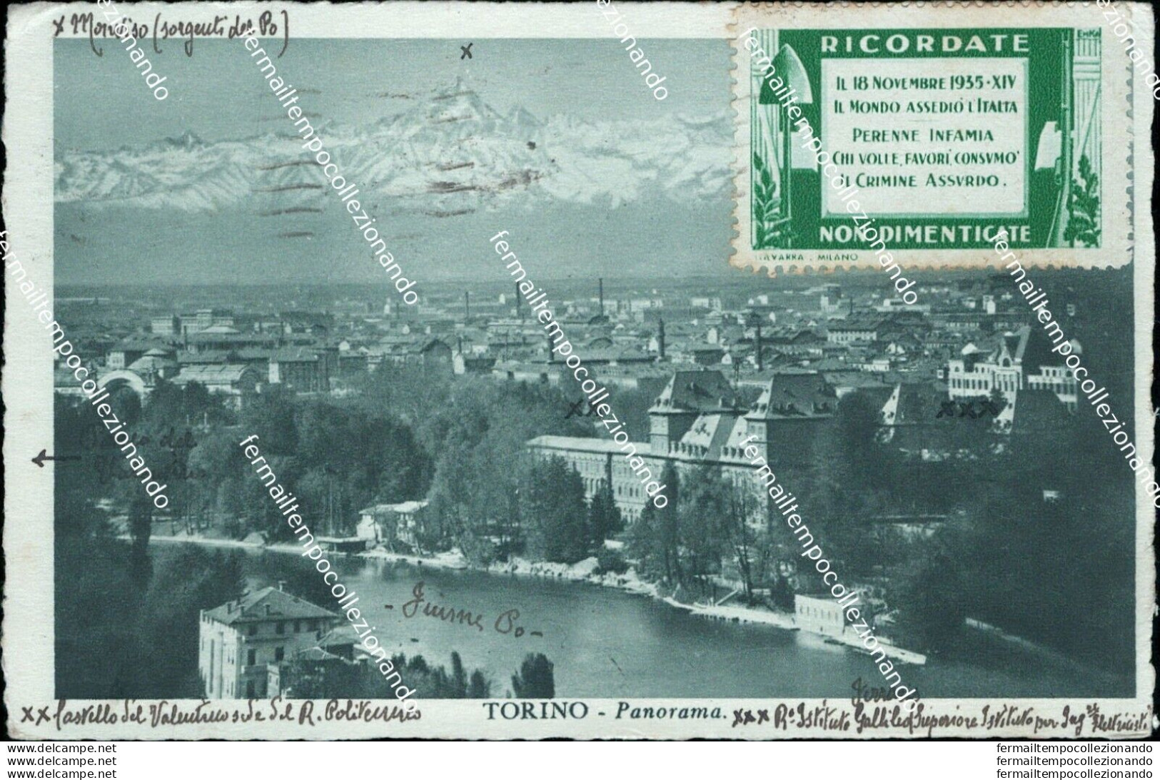 As603 Cartolina Torino + Erinofilo Ricordate Non Dimenticate 1938 - Sonstige & Ohne Zuordnung