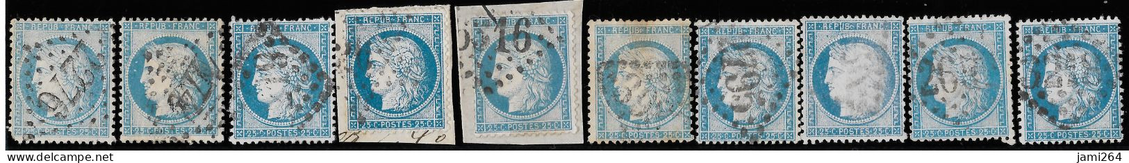 TIMBRES CÉRÈS N° 60 Type 1, N° 81 à 85 G3 ; TB N° 81 ( 3 états) N°82 (absent) N° 83 (5 états) Rare - 1871-1875 Ceres