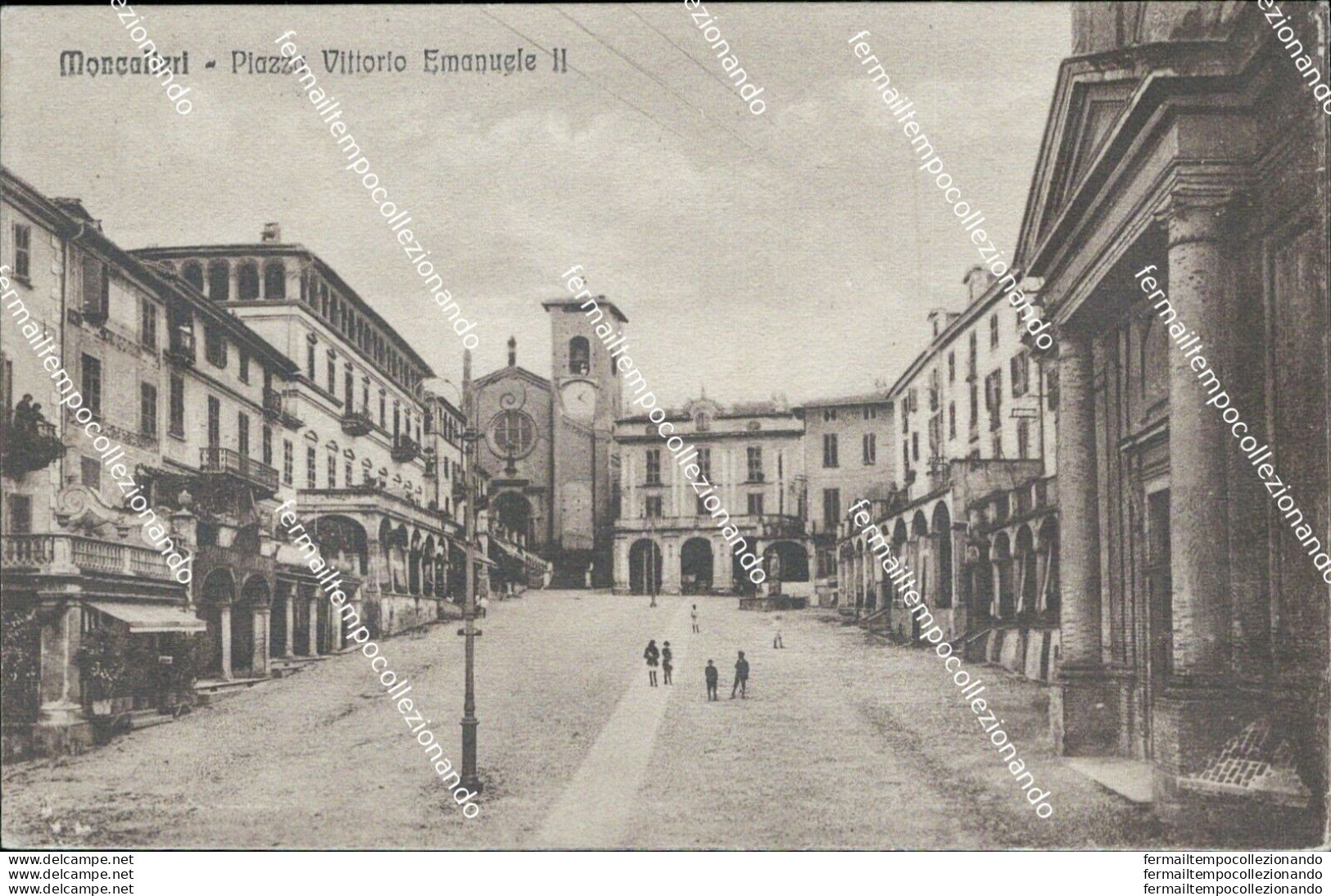 Bc75 Cartolina Moncalieri Piazza Vittorio Emanuele II Torino Piemonte 1936 - Sonstige & Ohne Zuordnung