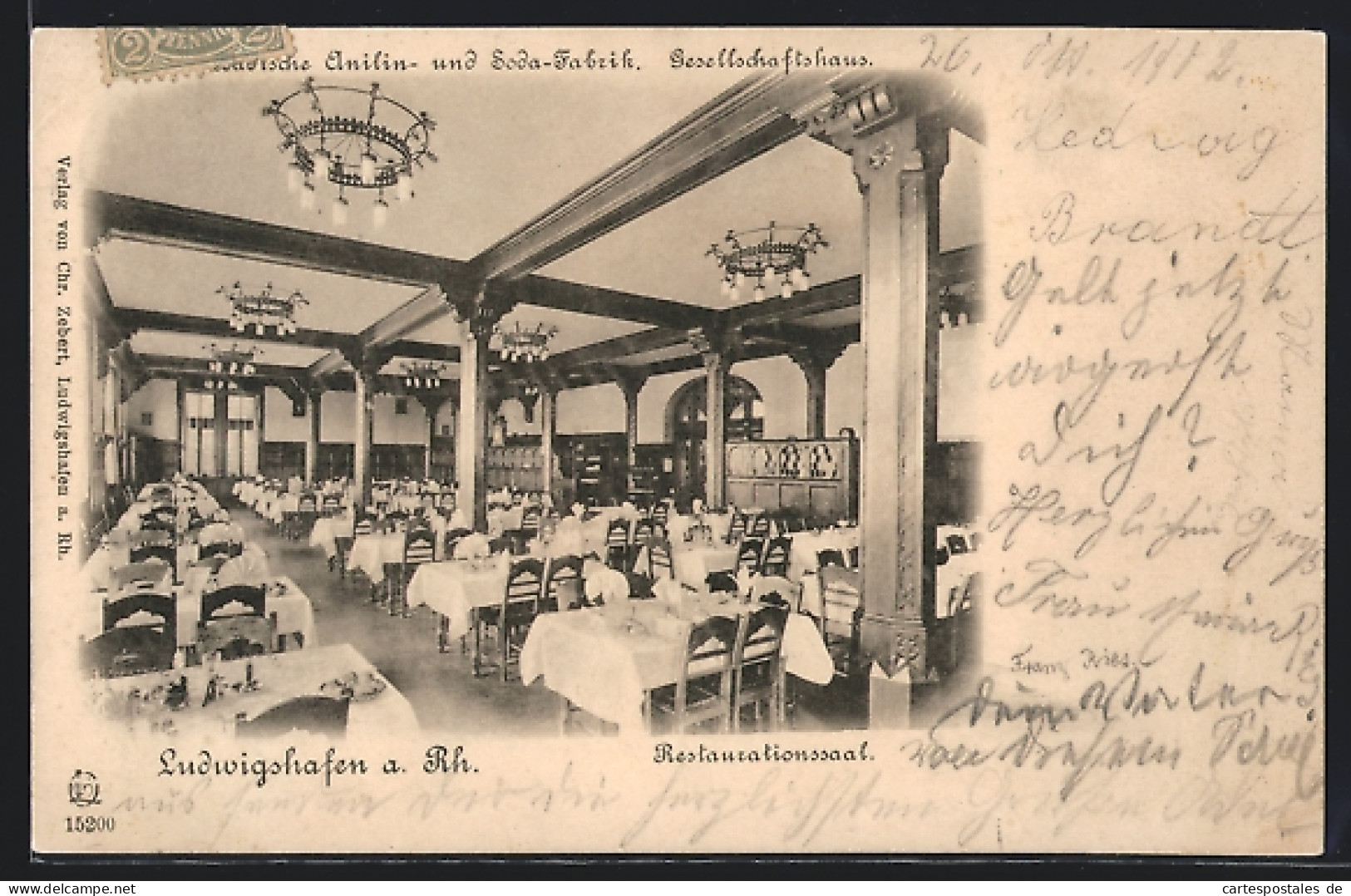 AK Ludwigshafen / Rhein, Badische Anilin- Und Soda-Fabrik, Gesellschaftshaus, Restaurationssaal  - Ludwigshafen