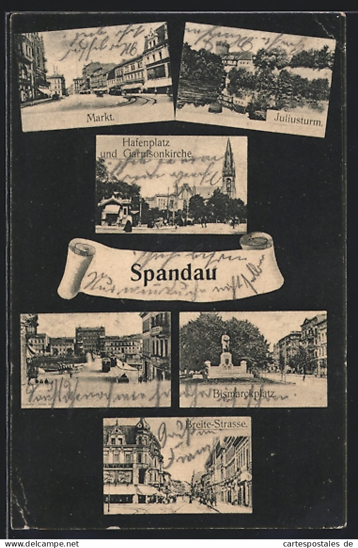 AK Berlin-Spandau, Breite-Strasse, Hafenplatz Und Garnisonkirche, Juliusturm  - Spandau