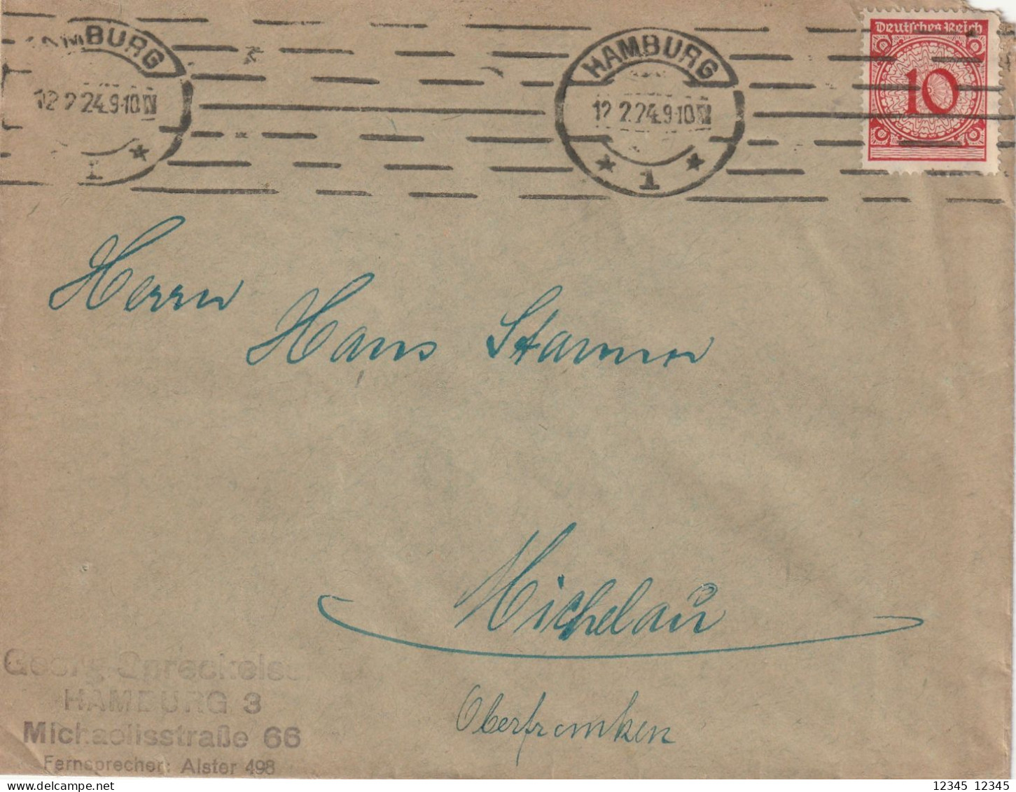 Hamburg 1924 - Storia Postale