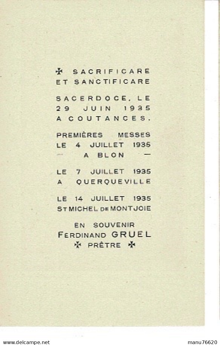 IMAGE RELIGIEUSE - CANIVET :  Ferdinand Gruel Prêtre à Querqueville ( Manche) Et Saint Michel De Montjoie . - Religión & Esoterismo