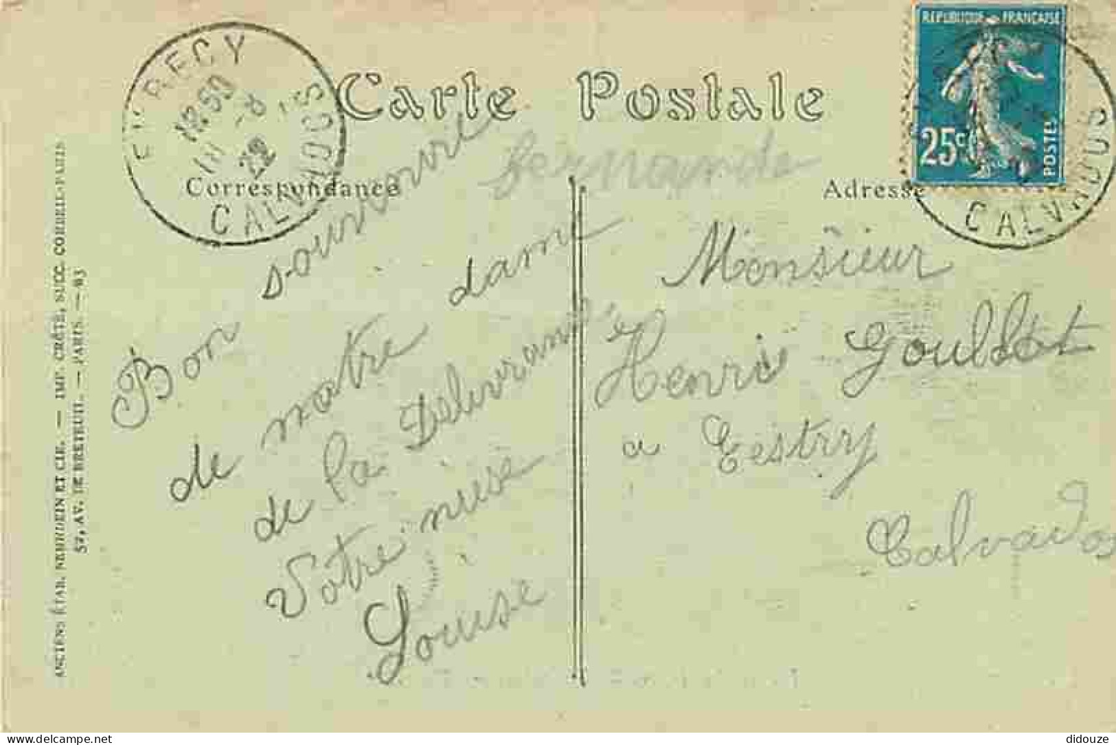 14 - La Délivrande - Une Rue - Animée - Oblitération Ronde De 1922 - CPA - Voir Scans Recto-Verso - La Delivrande