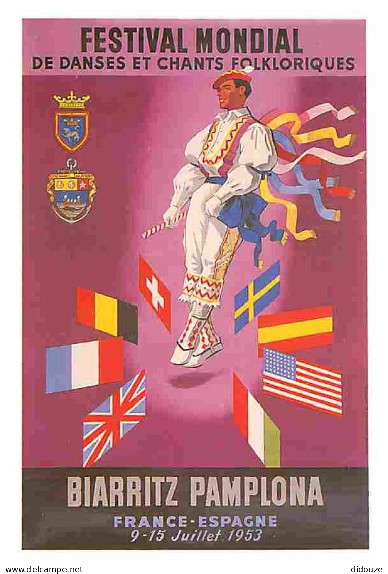 Publicite - Festival Mondial De Danses Et Chants Folkloriques 1953 - Affiche De 1953 - Blasons - Folklore - Carte Neuve  - Advertising