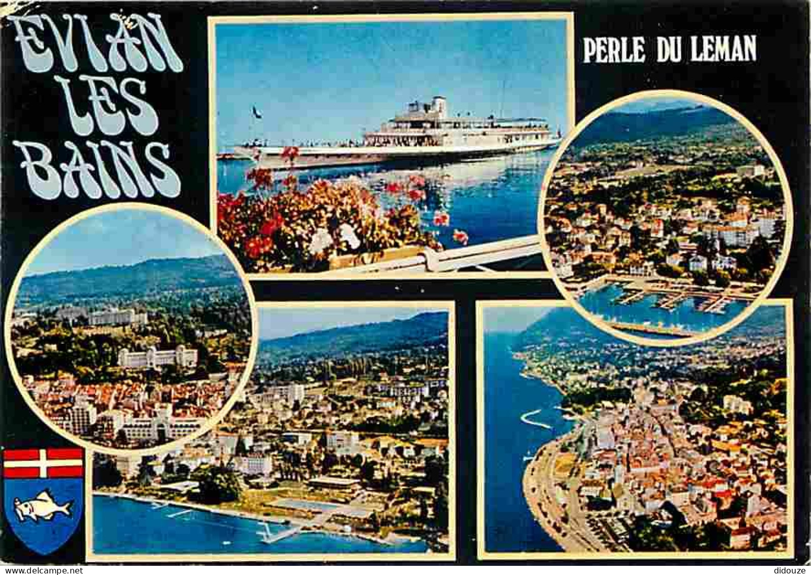 74 - Evian Les Bains - Multivues - Bateaux - Blasons - Flamme Postale - CPM - Voir Scans Recto-Verso - Evian-les-Bains