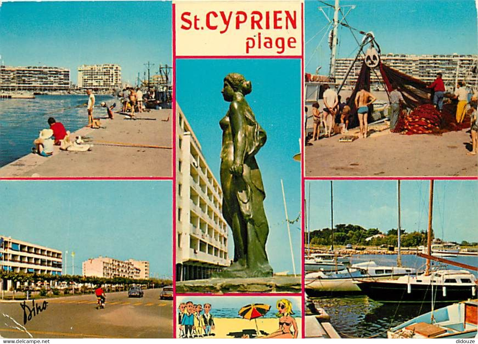 66 - Saint Cyprien - Multivues - Sculpture De Femme Nue - Bateaux - CPM - Etat Léger Pli Visible - Voir Scans Recto-Vers - Saint Cyprien