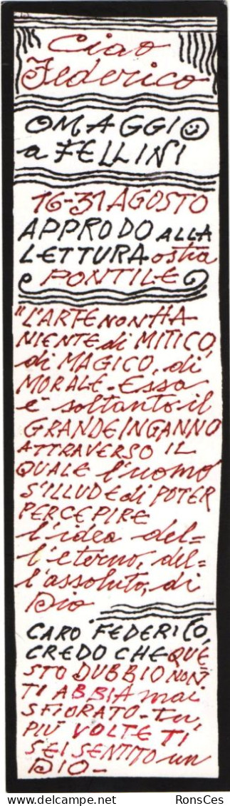 ITALIA - SEGNALIBRO IN CARTONCINO PLASTIFICATO - SOGNALIBRO - OMAGGIO A FEDERICO FELLINI - Cm 21x6 - I - Bookmarks