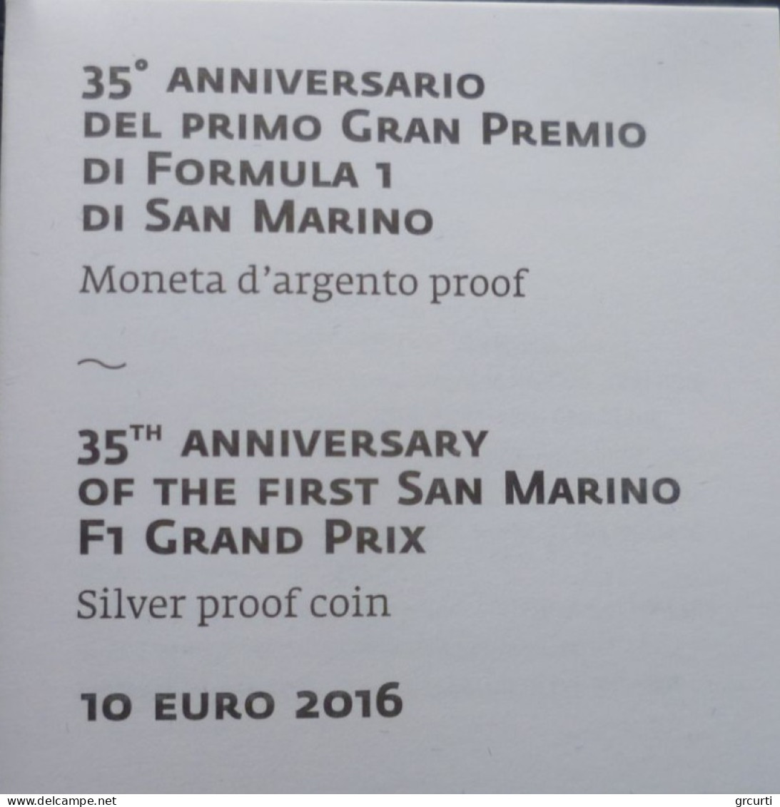 San Marino - 10 Euro 2016 - 35° Gran Premio Di Formula 1 - UC# 233 - San Marino