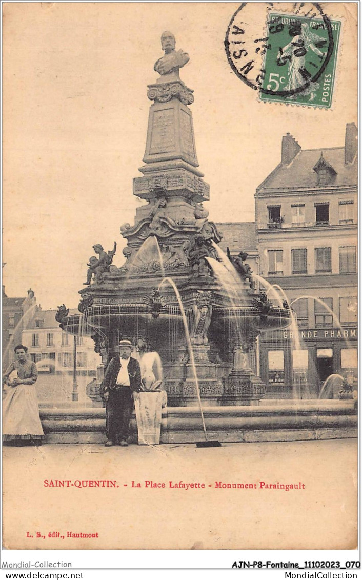 AJNP8-0889 - FONTAINE - Saint-quentin - La Place Lafayette - Monument Paraingault - Otros & Sin Clasificación