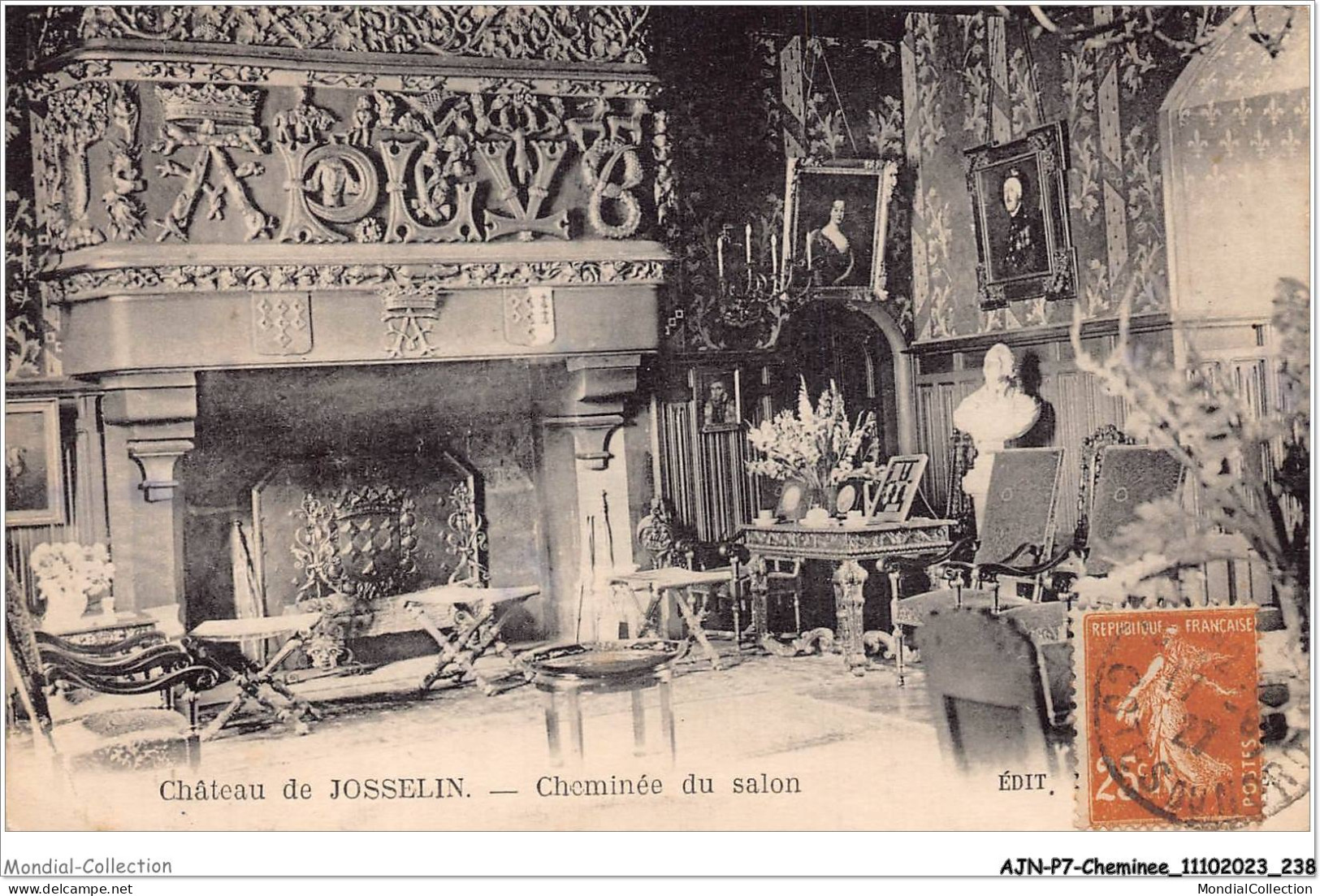 AJNP7-0824 - CHEMINEE - Château De Josselin - Cheminée Du Salon - Other & Unclassified