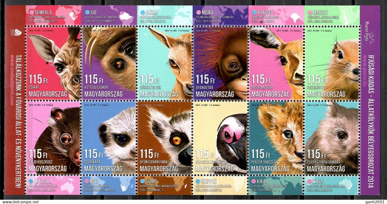 Hungary 2014 Hungría / Fauna Mammals MNH Mamíferos Säugetiere / Cu10422  18-36 - Andere & Zonder Classificatie