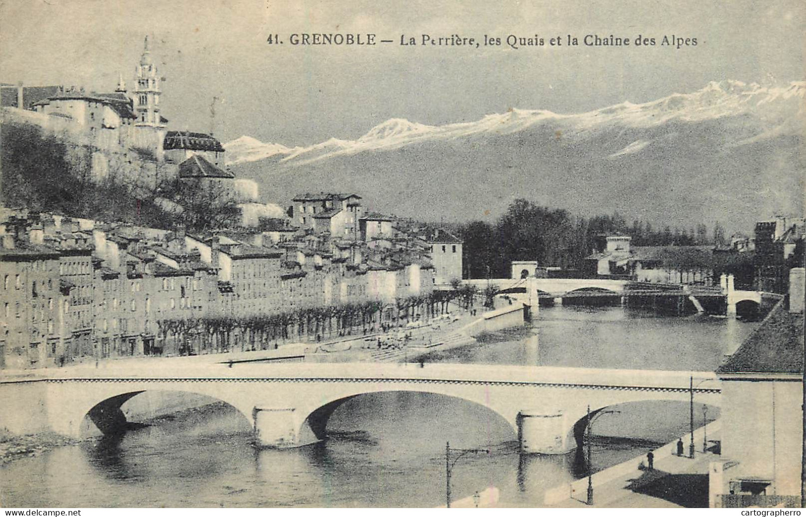 CPA France Grenoble Les Quais Et La Chaine Des Alpes - Grenoble