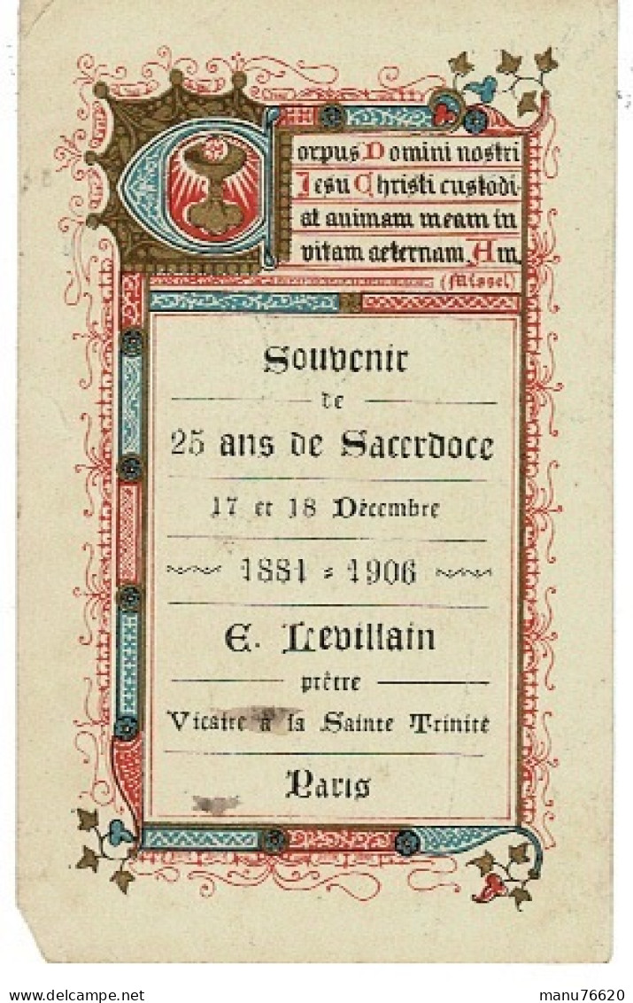 IMAGE RELIGIEUSE - CANIVET : 25 Ans Sacerdoce E. Trevillain Prêtre A La Sainte Trinité à Paris . 1881-1906 - Religión & Esoterismo