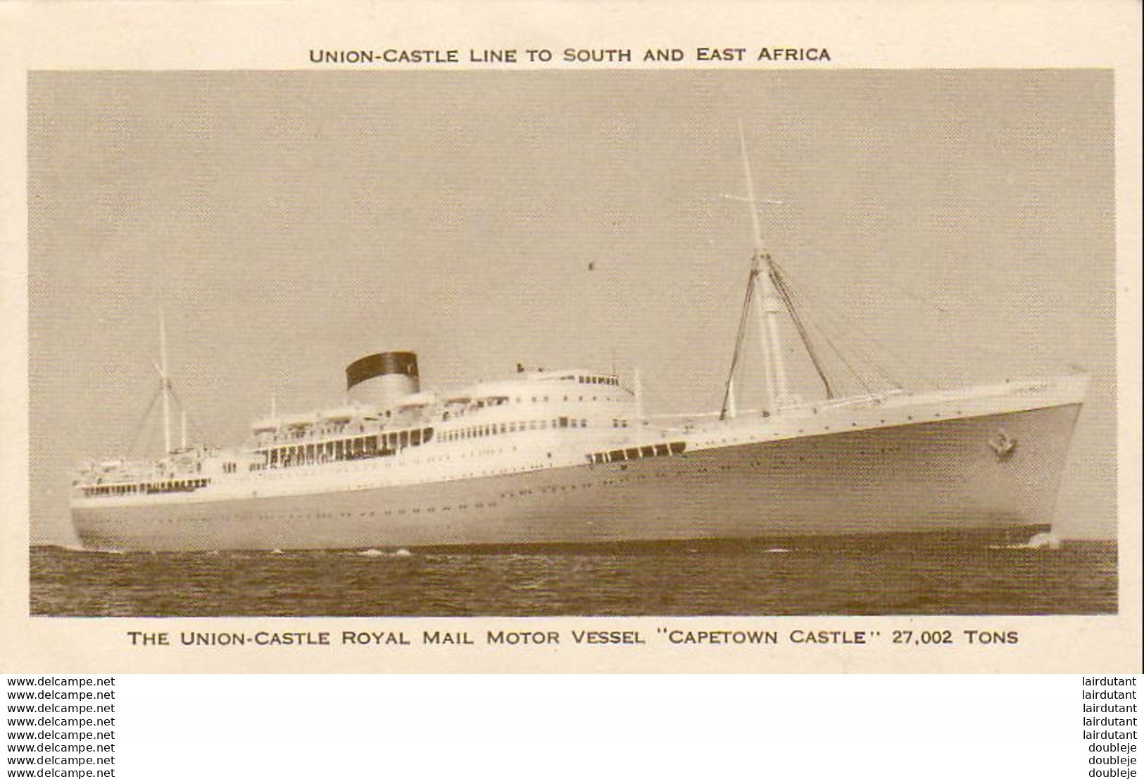 PAQUEBOTS  The Union- Castle Royal Mail Motor Vessel " Capetown Castle " ... - Passagiersschepen