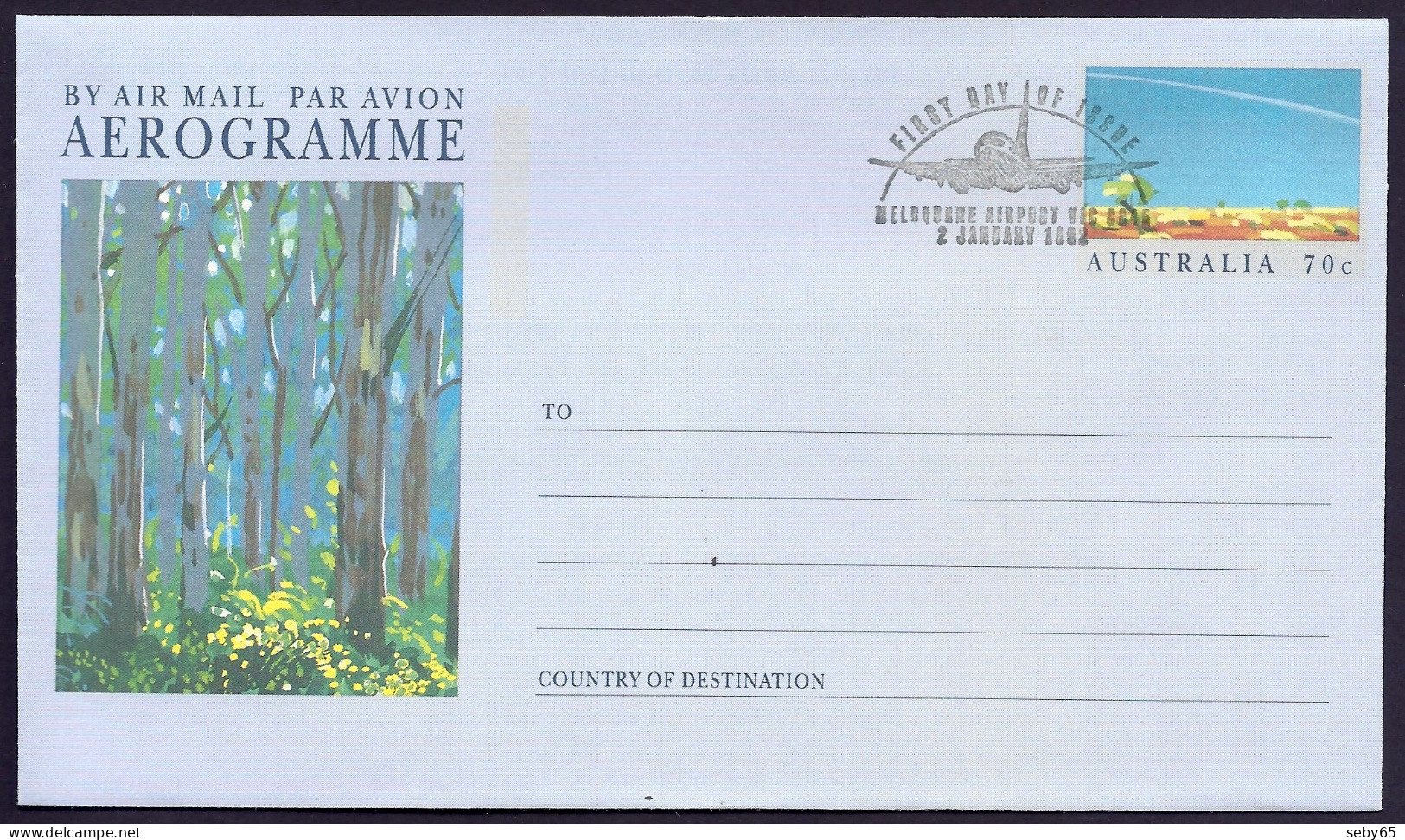 Australia 1992 Aerogramme - Landscapes, Paysages Uluru, Paintings, Aviation, Tourism, Tourisme 70c - Set Of 5 Postmarked - Aérogrammes