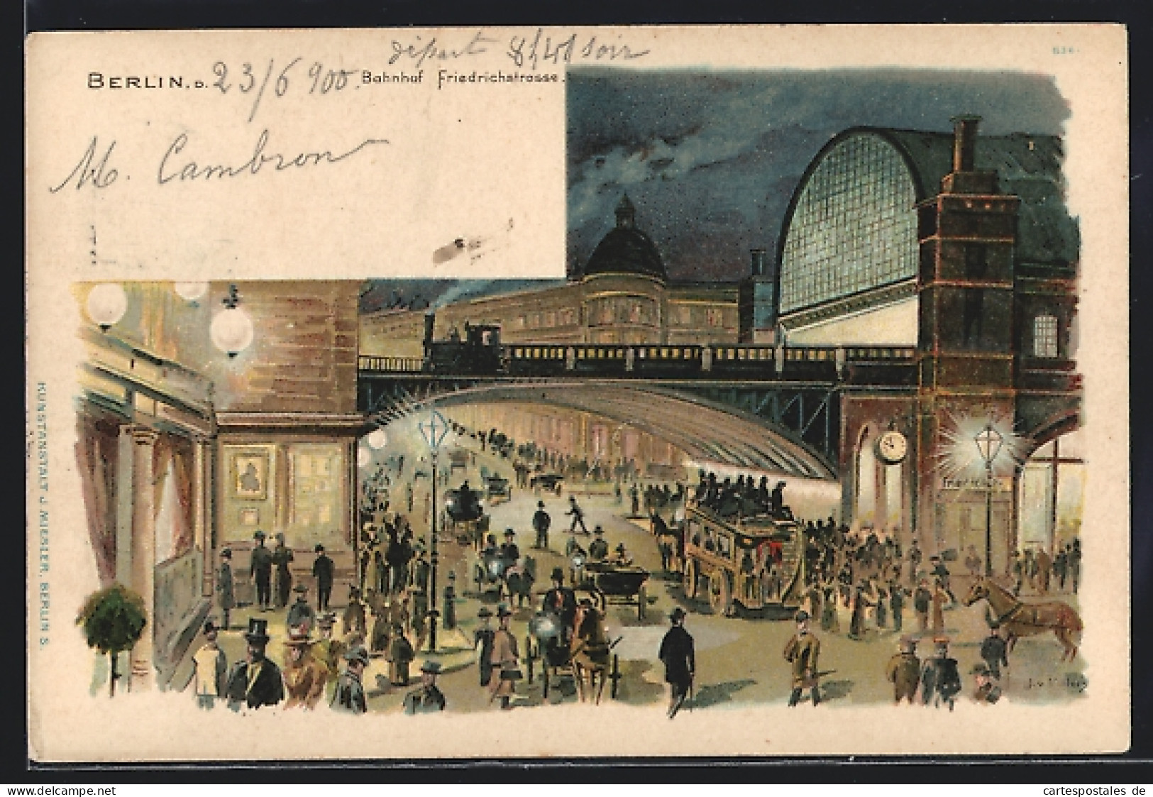 Lithographie Berlin, Bahnhof Friedrichstrasse  - Mitte