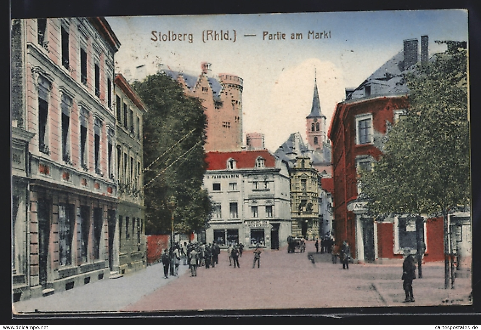 AK Stolberg /Rhld., Strassenpartie Am Markt Mit Geschäften  - Stolberg