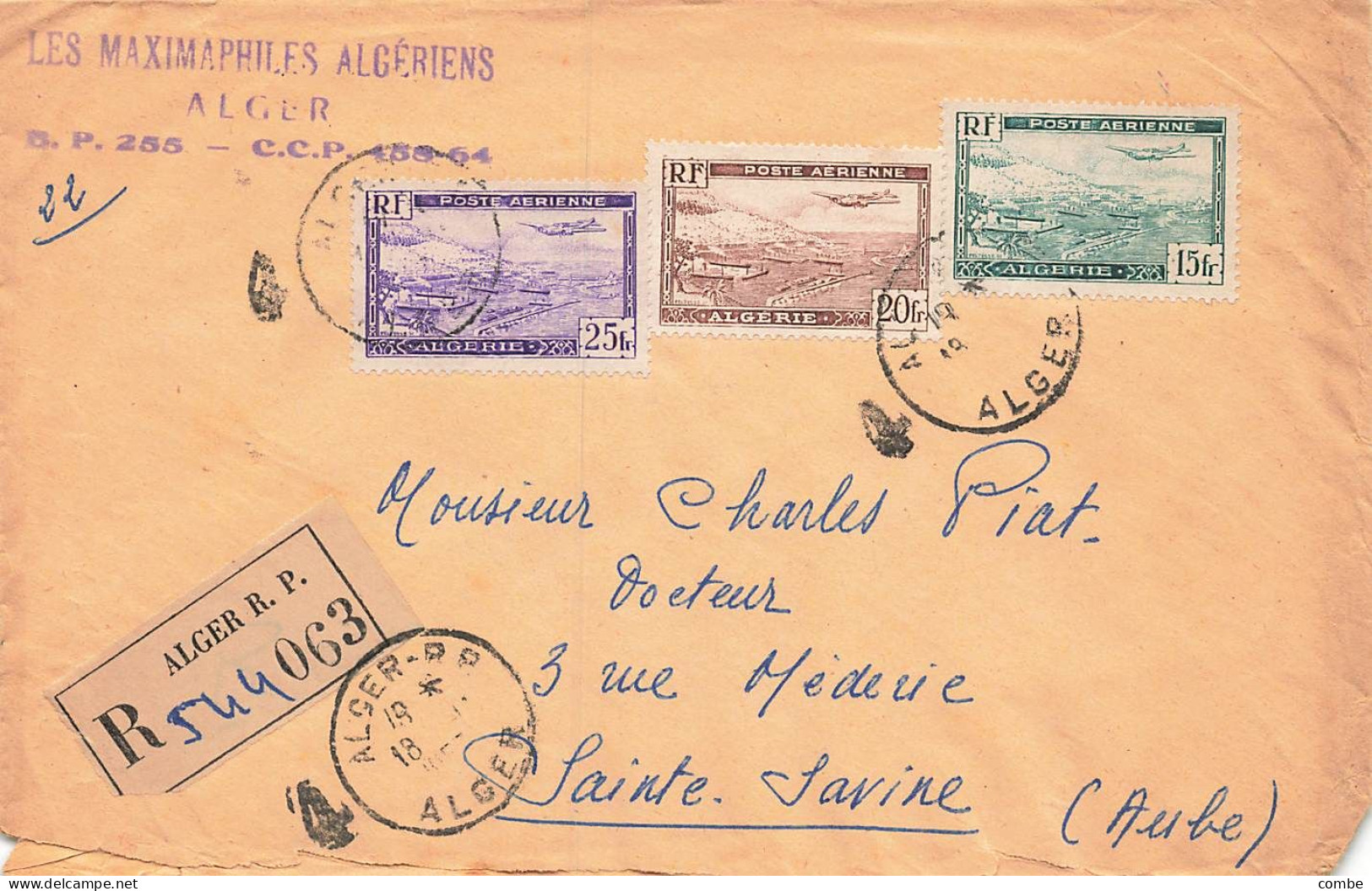 LETTRE. ALGERIE. 18 11 53. RECOMMANDE ALGER POUR Ste SAVINE - Covers & Documents